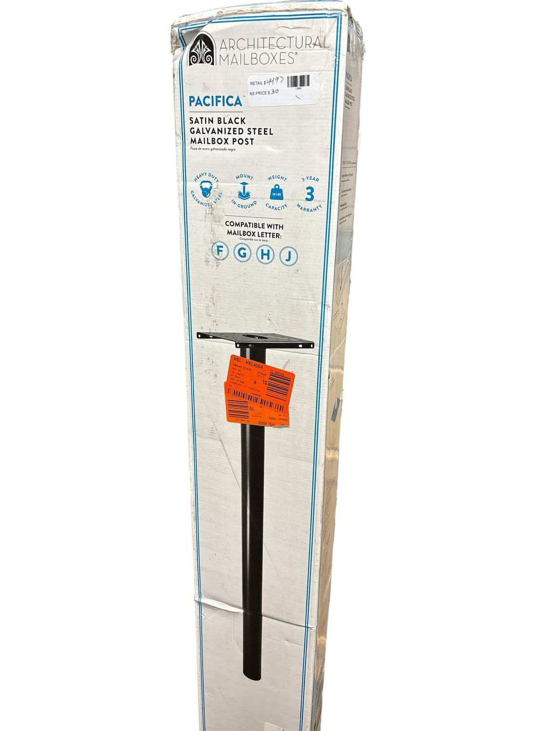 Architectural Mailboxes Pacifica In-Ground Steel Mailbox Post Black 7516B-10