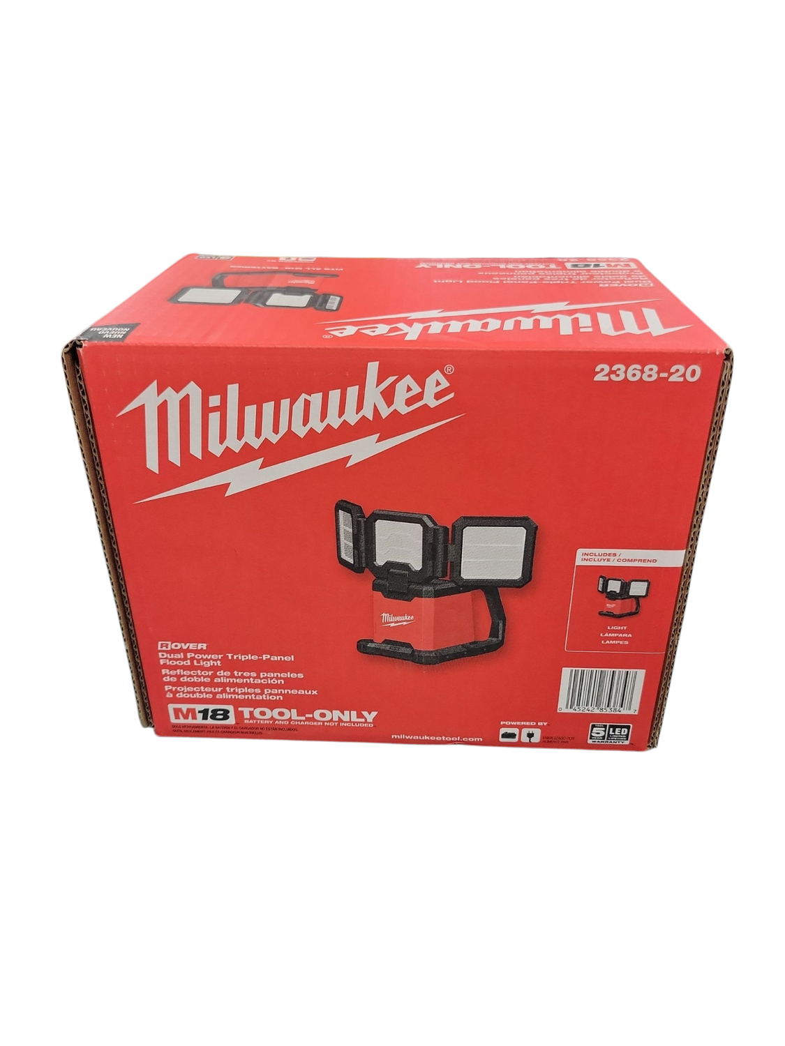 Milwaukee M18 18-Volt Lithium-Ion Cordless 4500 Lumens ROVER Dual Power Triple-Panel Flood &amp; Area Light (Tool-Only) 2368-20