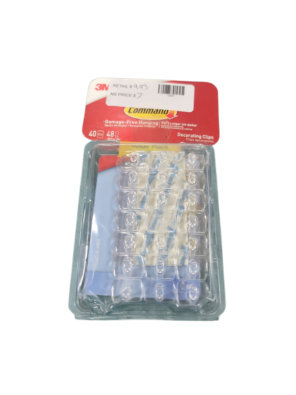 Command Clear Decorating Clips Value Pack (40 Hooks, 48 Strips) 17026CLRVPES  .