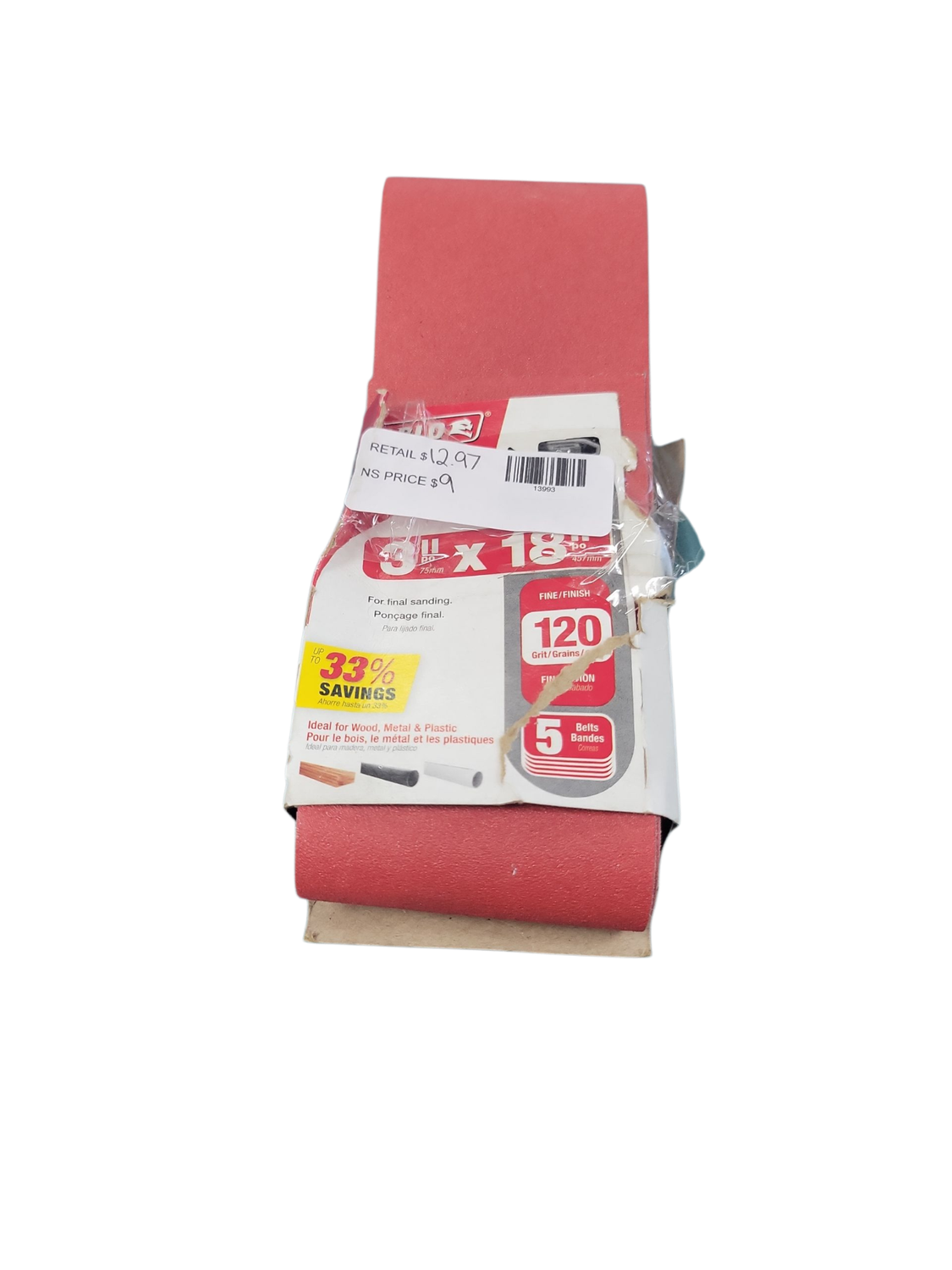 DIABLO 3 in. x 18 in. 120-Grit Sanding Belts DCB318120S05G .