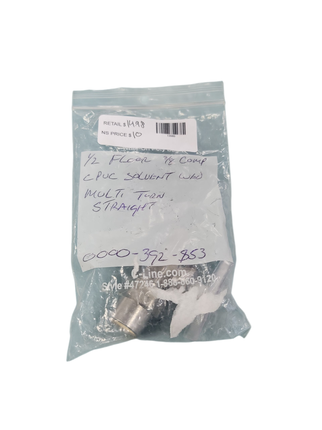 BrassCraft 1/2 in. CPVC Inlet x 3/8 in. Compression Outlet Multi-Turn Straight Valve PR14X C1