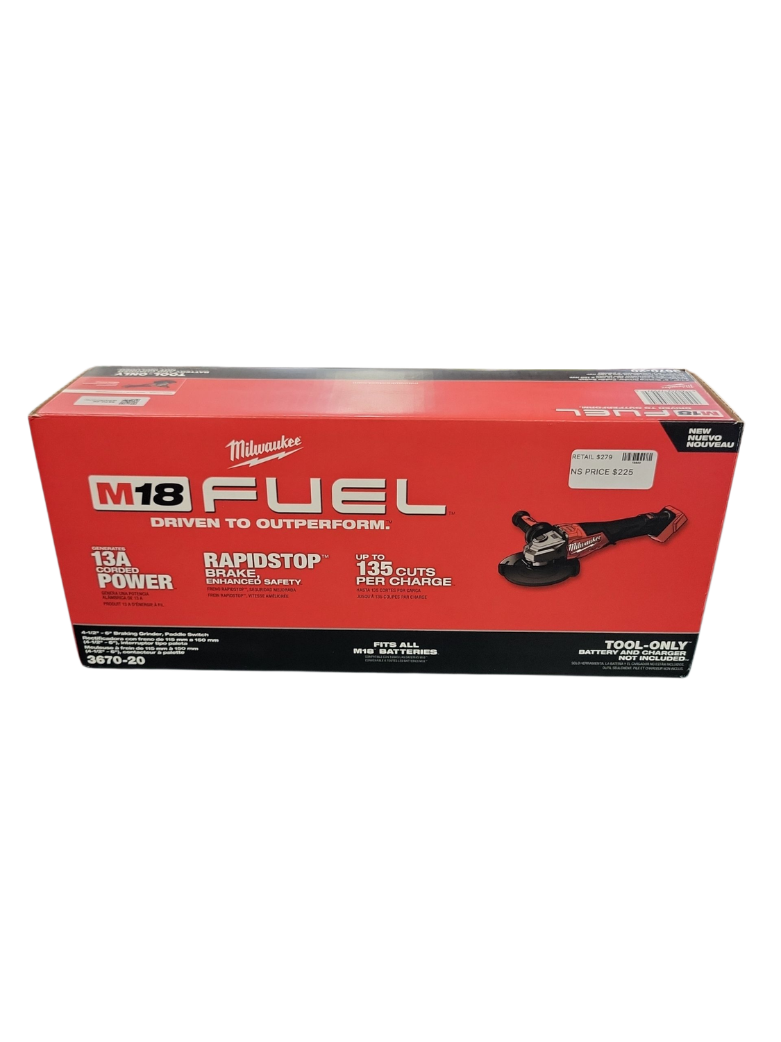 Milwaukee M18 FUEL 18-Volt Lithium-Ion Brushless Cordless 4-1/2 in./6 in. Braking Grinder with Paddle Switch (Tool-Only) 3670-20