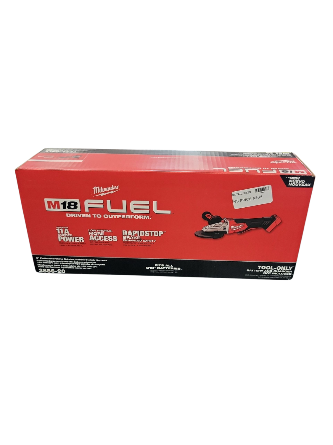 Milwaukee M18 FUEL 18V Lithium-Ion Brushless Cordless 5 in. Flathead Braking Grinder with Paddle Switch No-Lock (Tool-Only) 2886-20