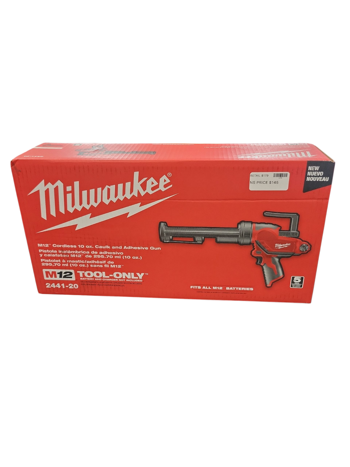 Milwaukee M12 12V Lithium-Ion Cordless 10 oz. Adhesive and Caulk Gun (Tool-Only) 2441-20