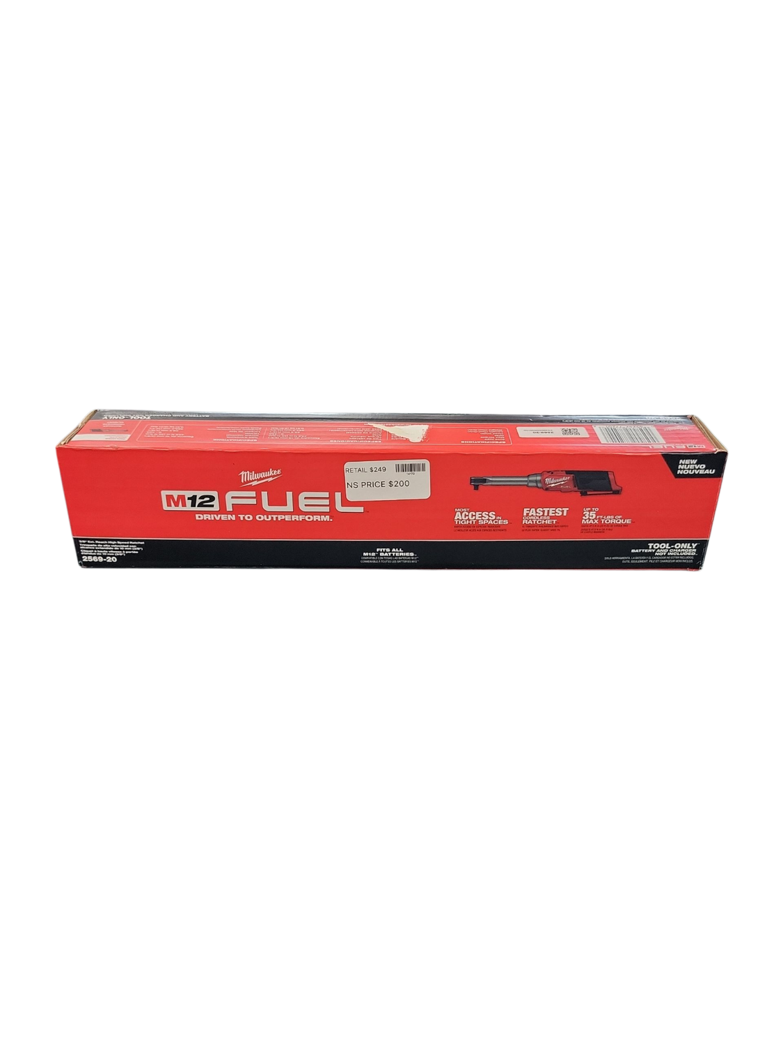 Milwaukee M12 FUEL 12V Lithium-Ion Brushless Cordless 3/8 in. Extended Reach High Speed Ratchet (Tool Only) 2569-20