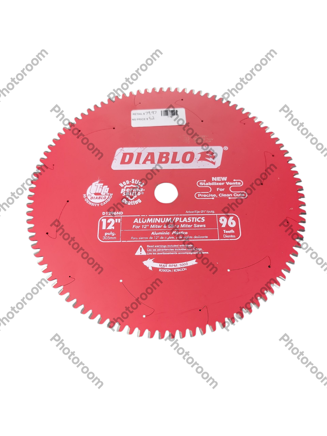 DIABLO 12in. x 96-Tooth Aluminum and Plastics Saw Blade D1296ND
