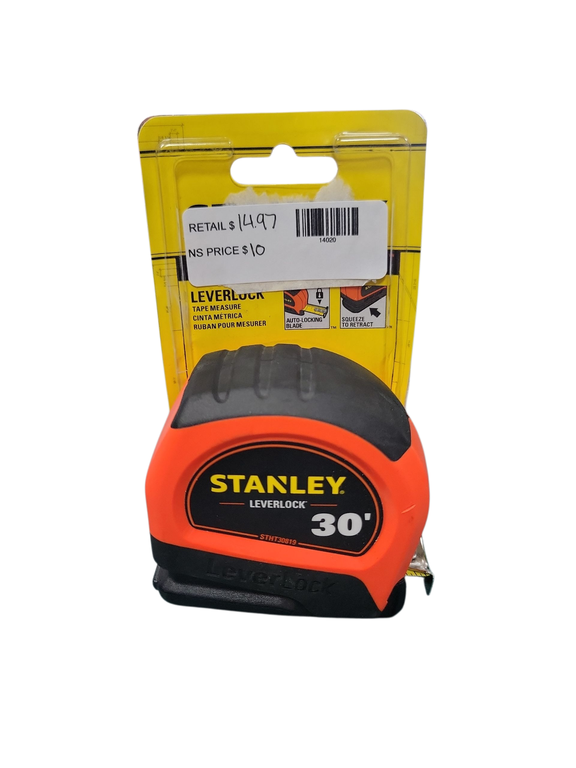 Stanley 30 ft. LeverLock High Visibility Tape Measure STHT30819S