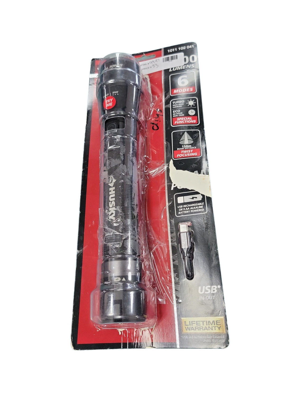Husky 7000-Lumens Dual Power LED Rechargeable Tactical Focusing Handheld Flashlight PVL-FLT-0019