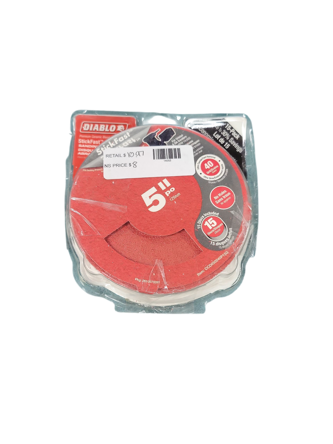 DIABLO 5 in. 40-Grit ROS StickFast Sanding Discs DCD050040P15G .