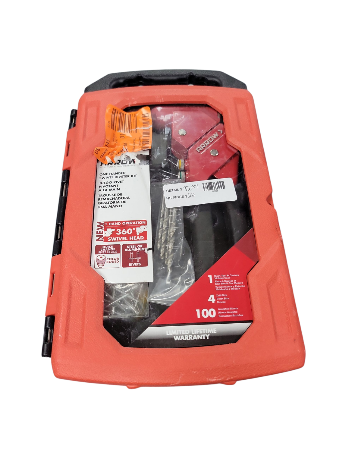 Arrow 1-Handed Swivel Riveter Kit RT187SHK  .