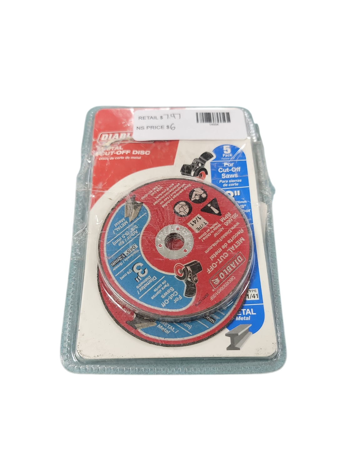 DIABLO 3 in. Metal Bonded Cut-Off Discs (5-Pack) DBD030045105F .