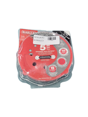 DIABLO 5 in. 220-Grit Universal Hole Random Orbital Sanding Disc with Hook and Lock Backing (15-Pack) DCD050220H15P  .