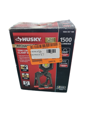 Husky 1500-Lumens Rechargeable Clamp LED Work Light CL1500HD