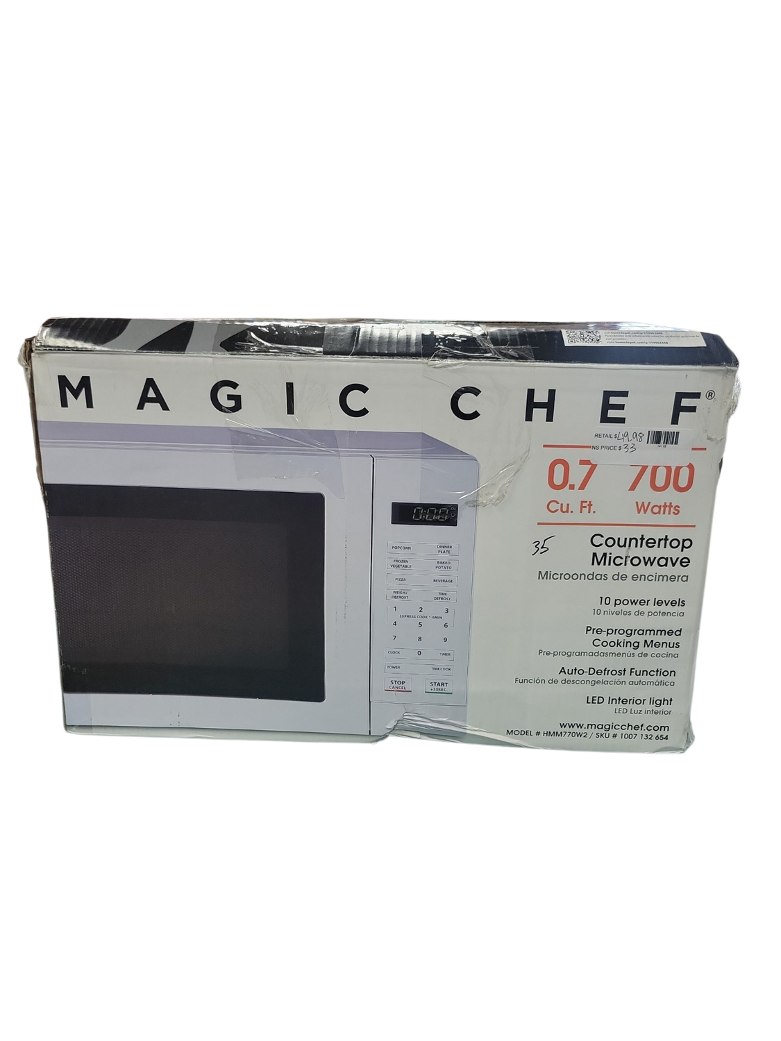 Magic Chef 0.7 cu. ft. 700-Watt Countertop Microwave in White HMM770W2
