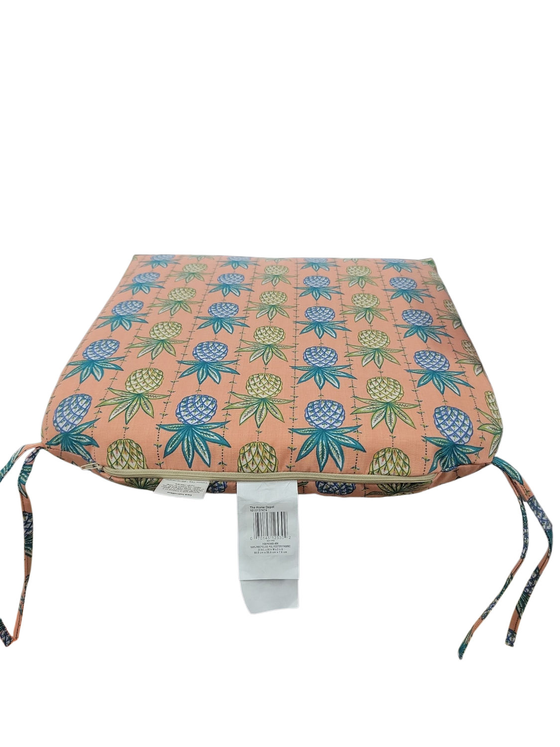 Hampton Bay 20 in. x 20 in. Square Outdoor Seat Cushion in Palateki Pinapple HQ0RE06B-9D6