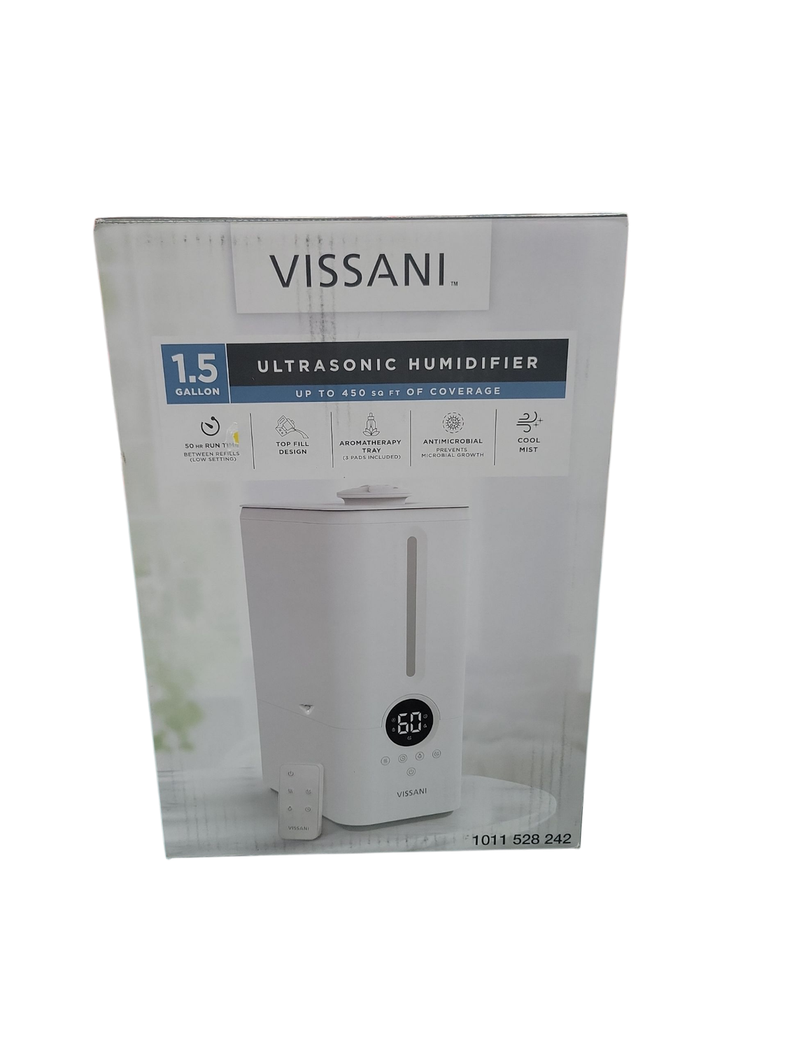 Vissani 1.5 Gal. Ultrasonic Humidifier 360 Degree Turning Dual Nozzle Cool Mist for Medium Room in White VK-8526A .
