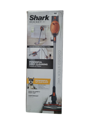 Shark Rocket Bagless Corded Washable Filter Stick Vacuum Cleaner for Hard Floors/ Rugs with Powerful Pet Hair Pickup in Orange HV301 .