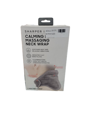 Sharper Image Calming Heat Massaging Neck Wrap, Relaxing Vibrations, Gray CWT18004