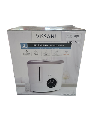 Vissani 2 Gal. Ultrasonic Humidifier 360 Degree Turning Dual Nozzle Cool &amp; Warm Mist for Large Room (600 sq. ft.) in Grey/White VK-8525A