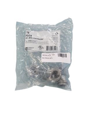 Commercial Electric 3/8 in. (1/2 in. knockout) Flexible Metal Conduit (FMC) AC (BX) Connector (5-Pack) FFCBZ-38-5 .