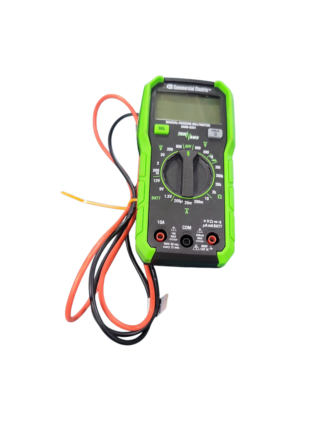 Commercial Electric 600-Volt True RMS Manual-Ranging Digital Multimeter DMM-8301 .