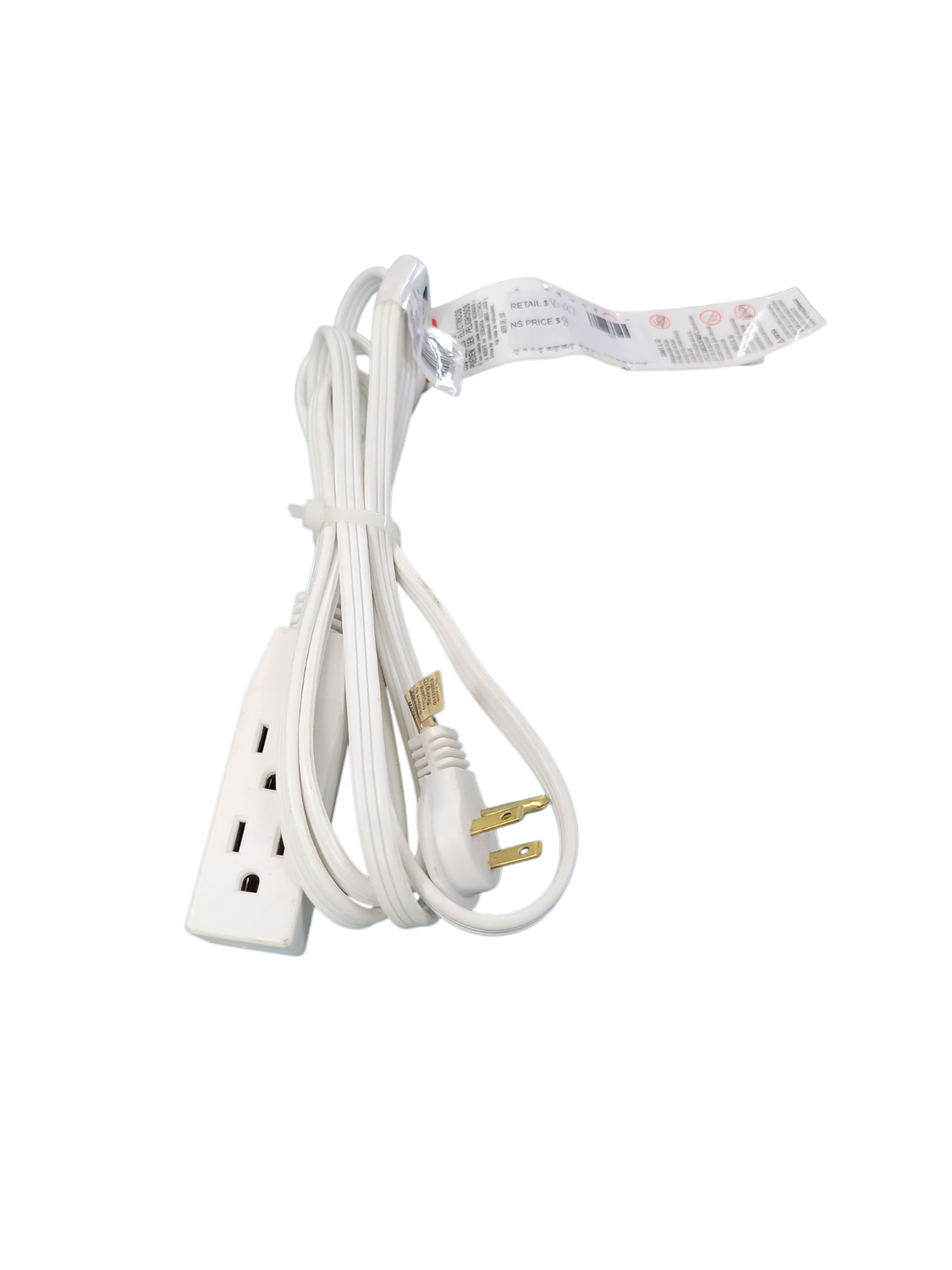 HDX 8 ft. 16/3 Light Duty Indoor Tight Space Multi-Outlet Extension Cord with Banana Tap, White HW1638HDWF  .