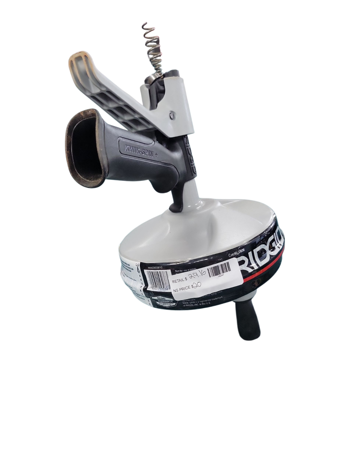 RIDGID Kwik-Spin+ ¼ in. x 25 ft. Drain Cleaning Snake Auger with Autofeed Trigger for Kitchen/Bath Sinks and Tubs/Showers 57038 .