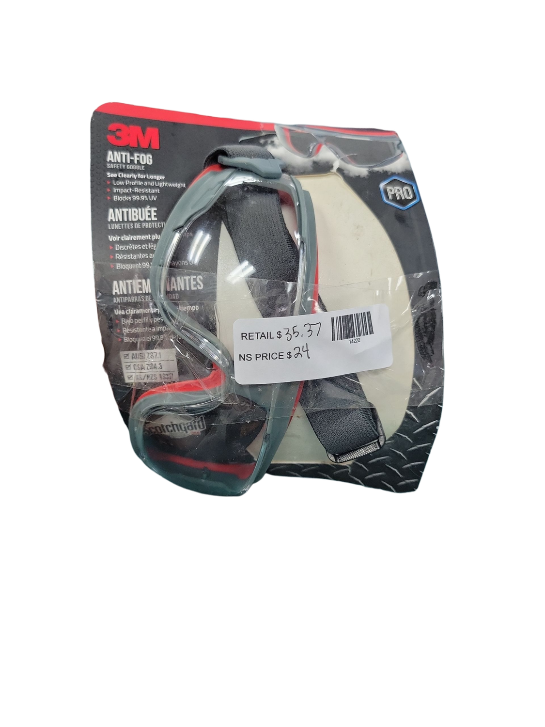 Scotchgard Protector Gray/Red Anti-Fog Goggles with Clear Lens 47212H1-VDC-PS .