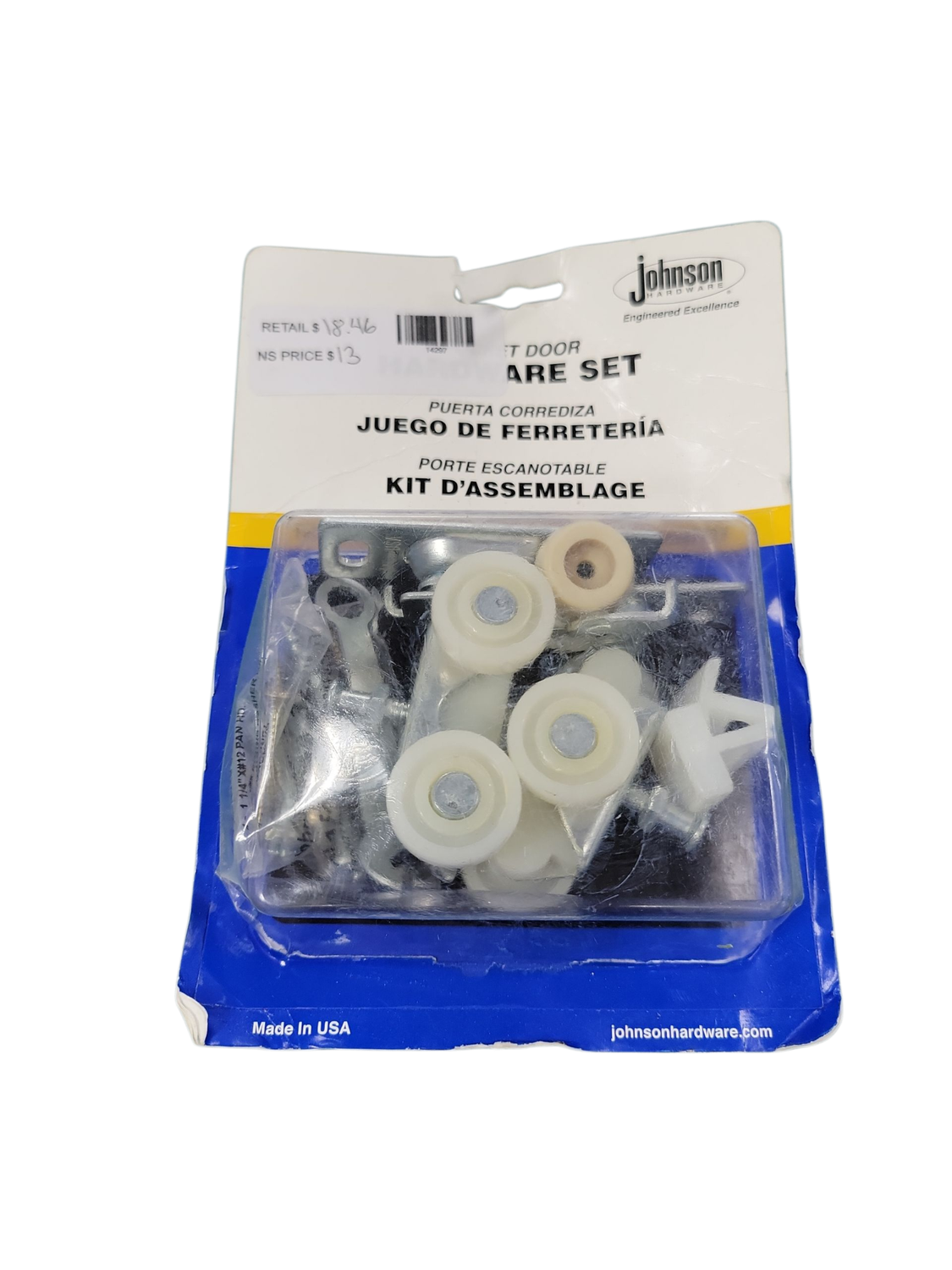 Johnson Hardware 1500 Series Plated Steel Pocket Door Replacement Hardware Set 1500PPK3