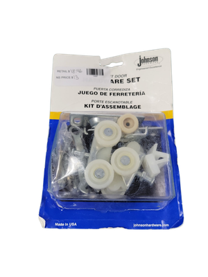 Johnson Hardware 1500 Series Plated Steel Pocket Door Replacement Hardware Set 1500PPK3