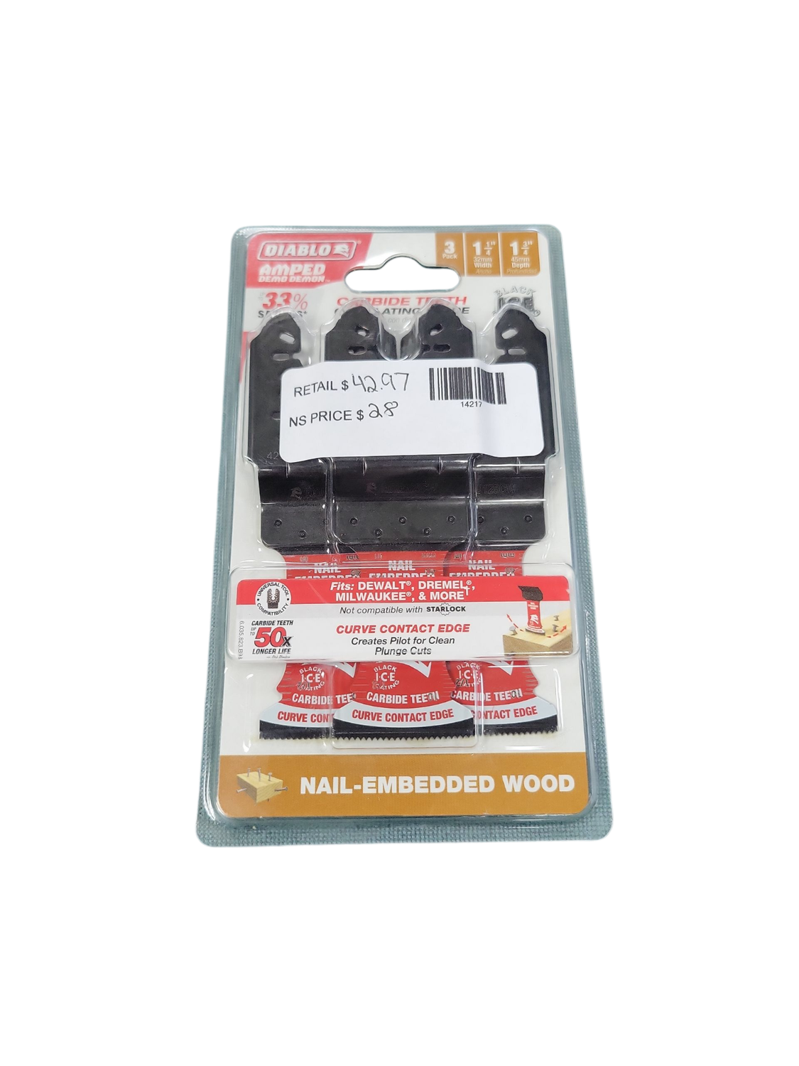 DIABLO 1-1/4 in. Universal Fit Carbide Oscillating Blades for Nail-Embedded Wood (3-Pack) DOU125CW3 .