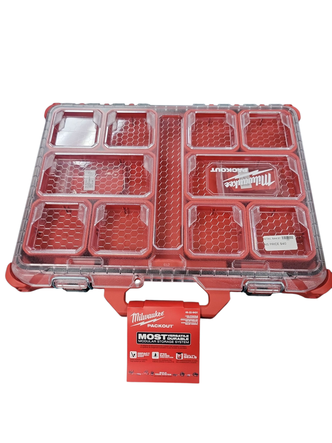 Milwaukee PACKOUT 11-Compartment Low-Profile Impact Resistant Portable Small Parts Organizer 48-22-8431 .