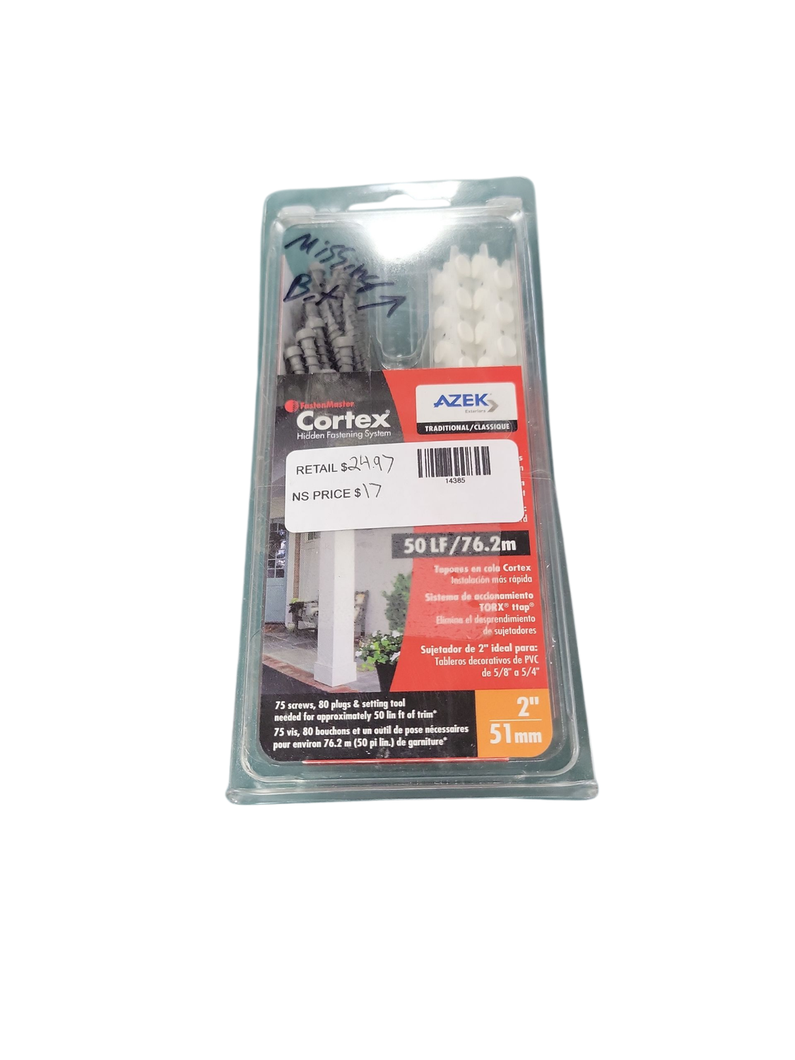 FastenMaster Collated Cortex Hidden Fastening System for AZEK Trim - 2 inch Cortex screws and plugs - Traditional (50 LF) FMCTXTCL-AZ50TDHD