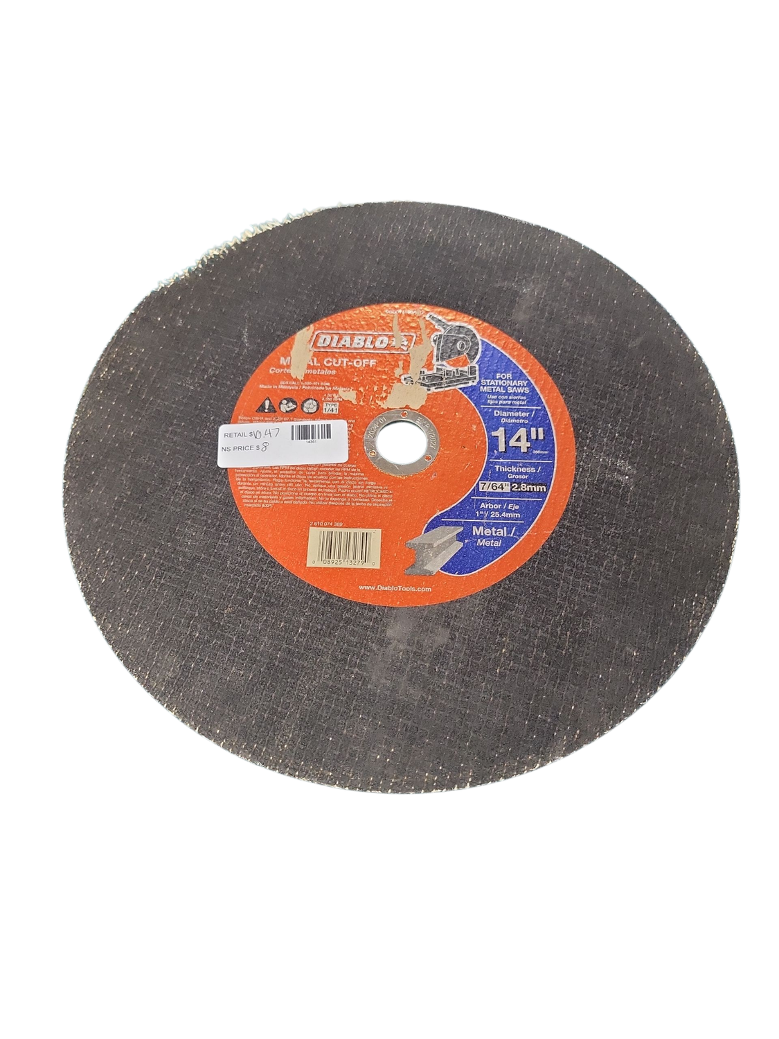 DIABLO 14 in. x 1/8 in. x 1 in. Metal High Speed Cut-Off Disc DBD140125A01F