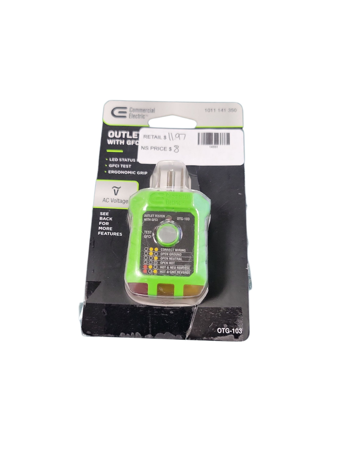 Commercial Electric 110/125-Volts Outlet Tester with GFCI OTG-103