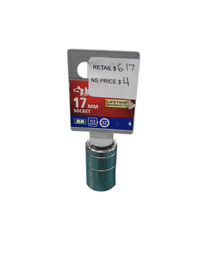 Husky 1/2 in. Drive 17 mm 12-Point Metric Standard Socket H2D12P17M