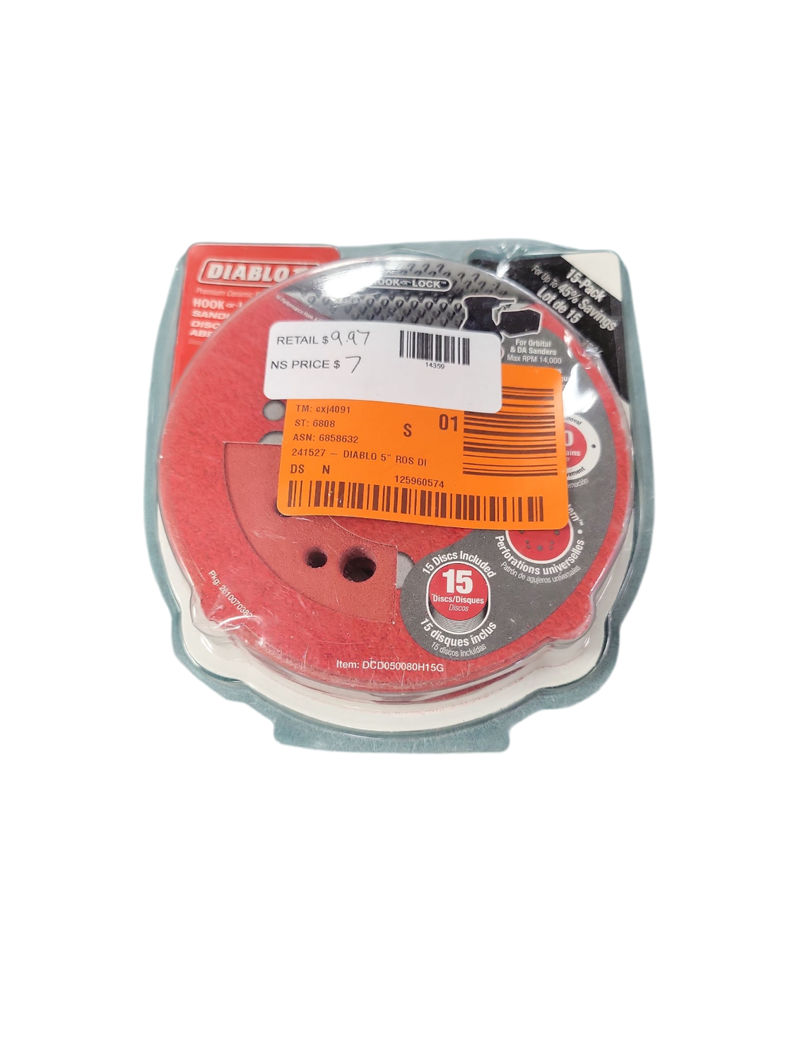DIABLO 5 in. 80-Grit Hook and Lock ROS Sanding Discs DCD050080H15G