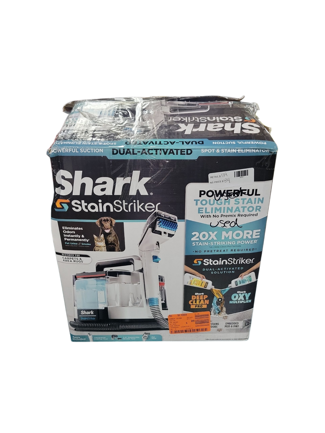 Shark StainStriker Portable Corded Upholstery, Car, Rug and Carpet Cleaner with Spot and Pet Odor Remover in White PX201