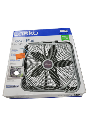Lasko Power Plus 20 in. 3 Speed Box Fan for Home in Gray with Weather Shield Design for Window Use, 2000 CFM, Carry Handle B20540 .