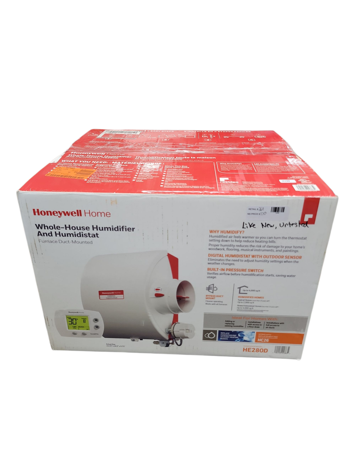 HE280D 17 Gallon Flow-Through Bypass Whole House Humidifier and Digital Humidistat HE280D2001/U
