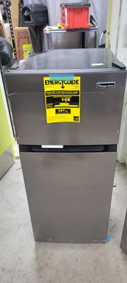 Magic Chef 18.5 in. W, 4.5 cu. ft. 2-Door Mini Refrigerator, with Freezer in Platinum Steel HMDR45PS