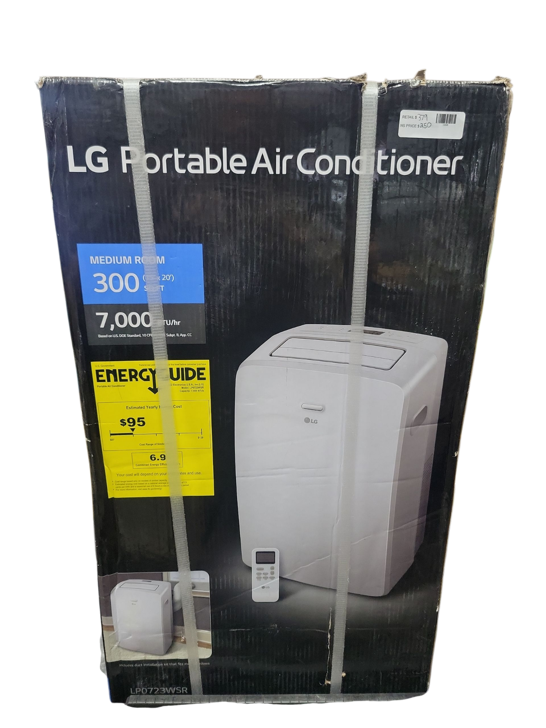 LG 7,000 (DOE) BTU 115-Volt Portable Air Conditioner Cools 300 Sq. Ft. with Dehumidifier and LCD Remote in White LP0723WSR