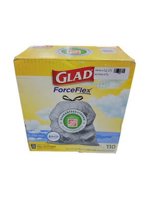 Glad 13 Gal. ForceFlex Tall Kitchen Drawstring Fragrance Free Trash Bags (110-Count) 1258778555