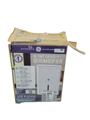 GE 35 pt. Dehumidifier with Smart Dry for Bedroom, Basement or Very Damp Rooms up to 3000 sq. ft. in White, ENERGY STAR ADHL35LA  .