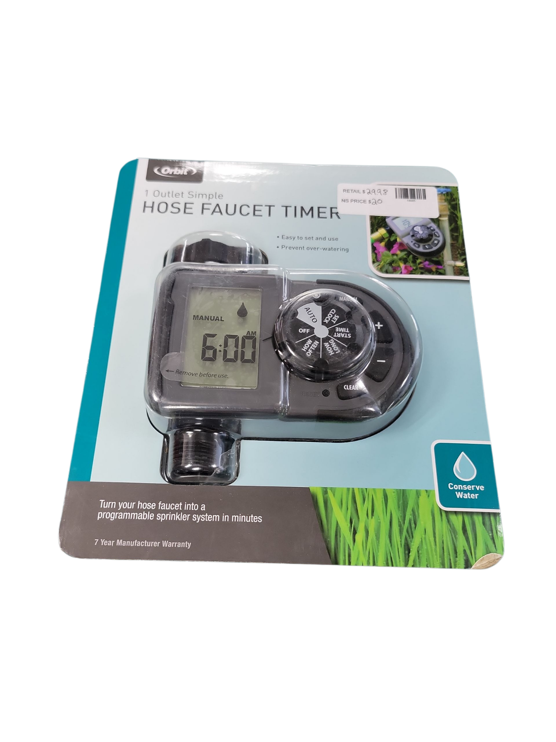 Orbit 1-Outlet Programmable Hose Watering Timer Sprinkler Timer 56619