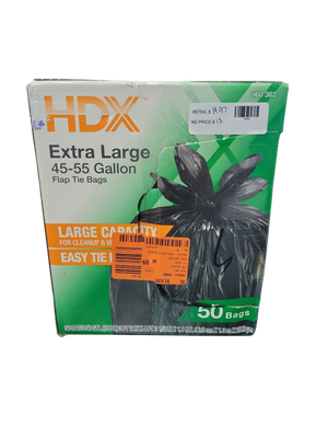 HDX 50 Gallon Black Extra Large Trash Bags (50-Count) HDX 960362 .