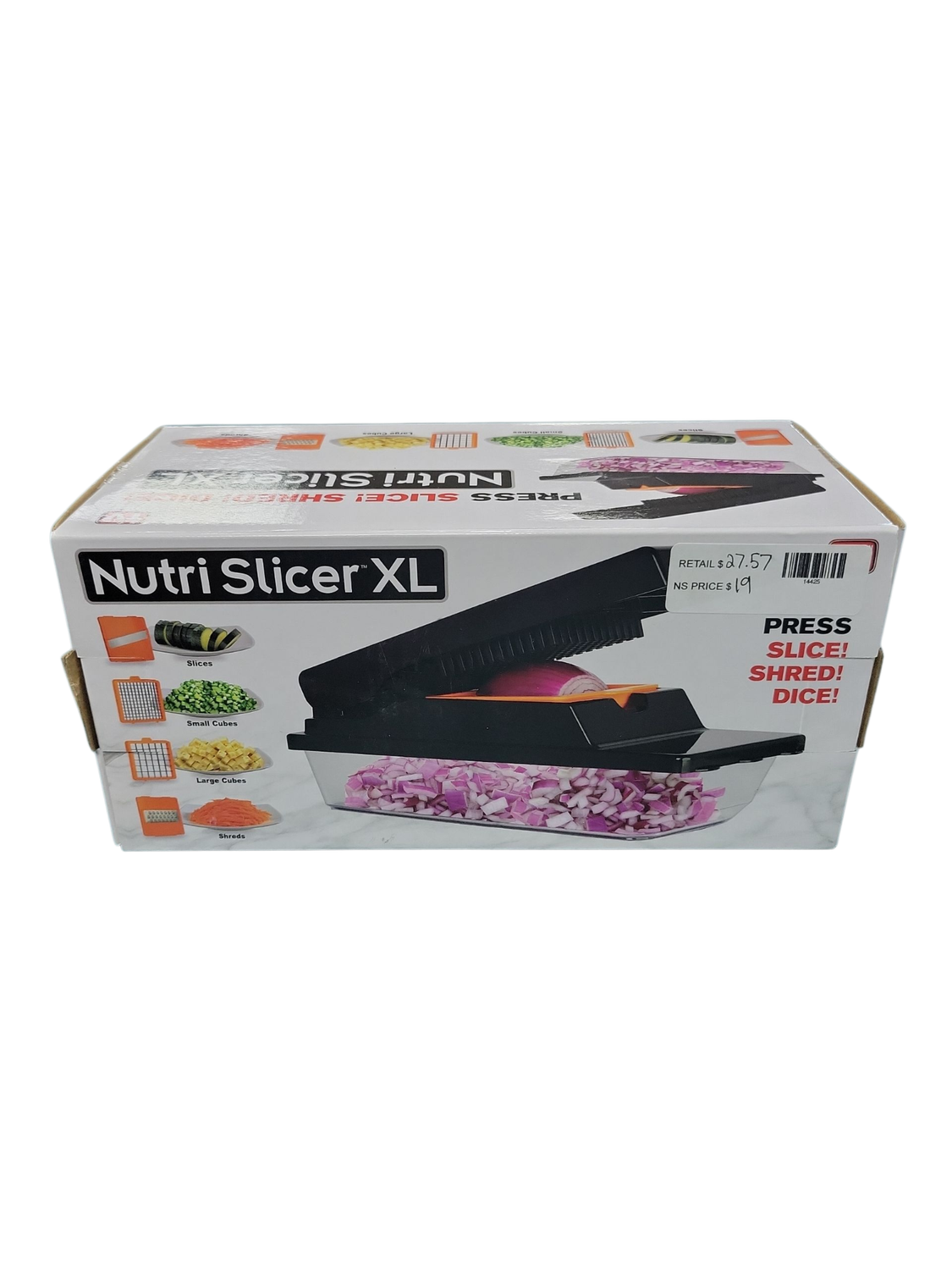 As Seen on TV Nutri Slicer XL 4-in-1 Portable Easy Storage Handheld Kitchen Slicer with Storage Container 7336  .