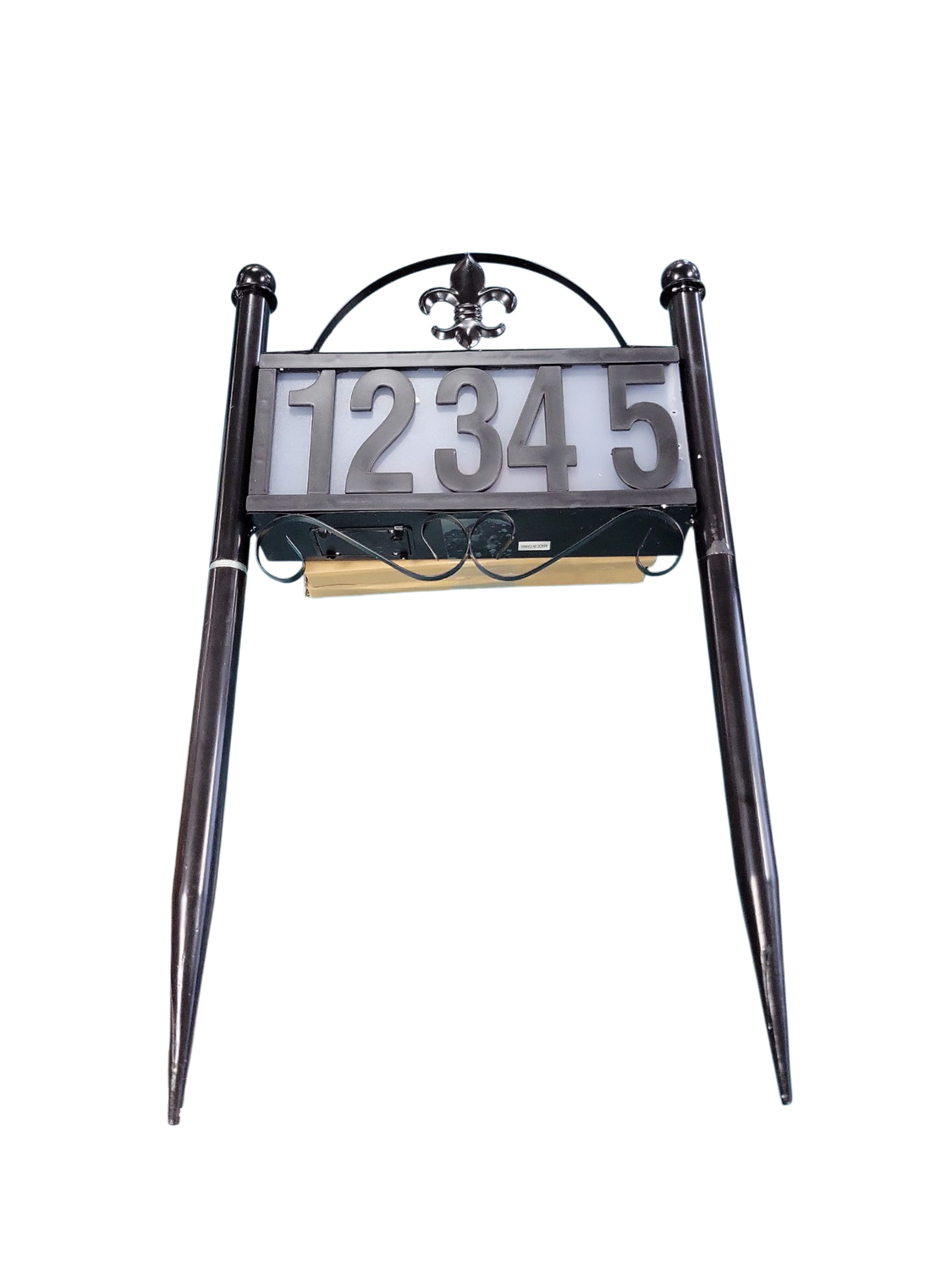 Solar Metal Address Signs for Yard with 50 Customizable House Numbers for Outside - Any Combination, Weather-Resistant Solar-Powered LED Illuminated Address Plaques (Double Stake Item)