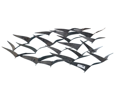 Deco 79 Metal Bird Home Wall Decor Sleek Flying Flock Of Wall Sculpture, Wall Art 47&quot; x 4&quot; x 26&quot;, Black