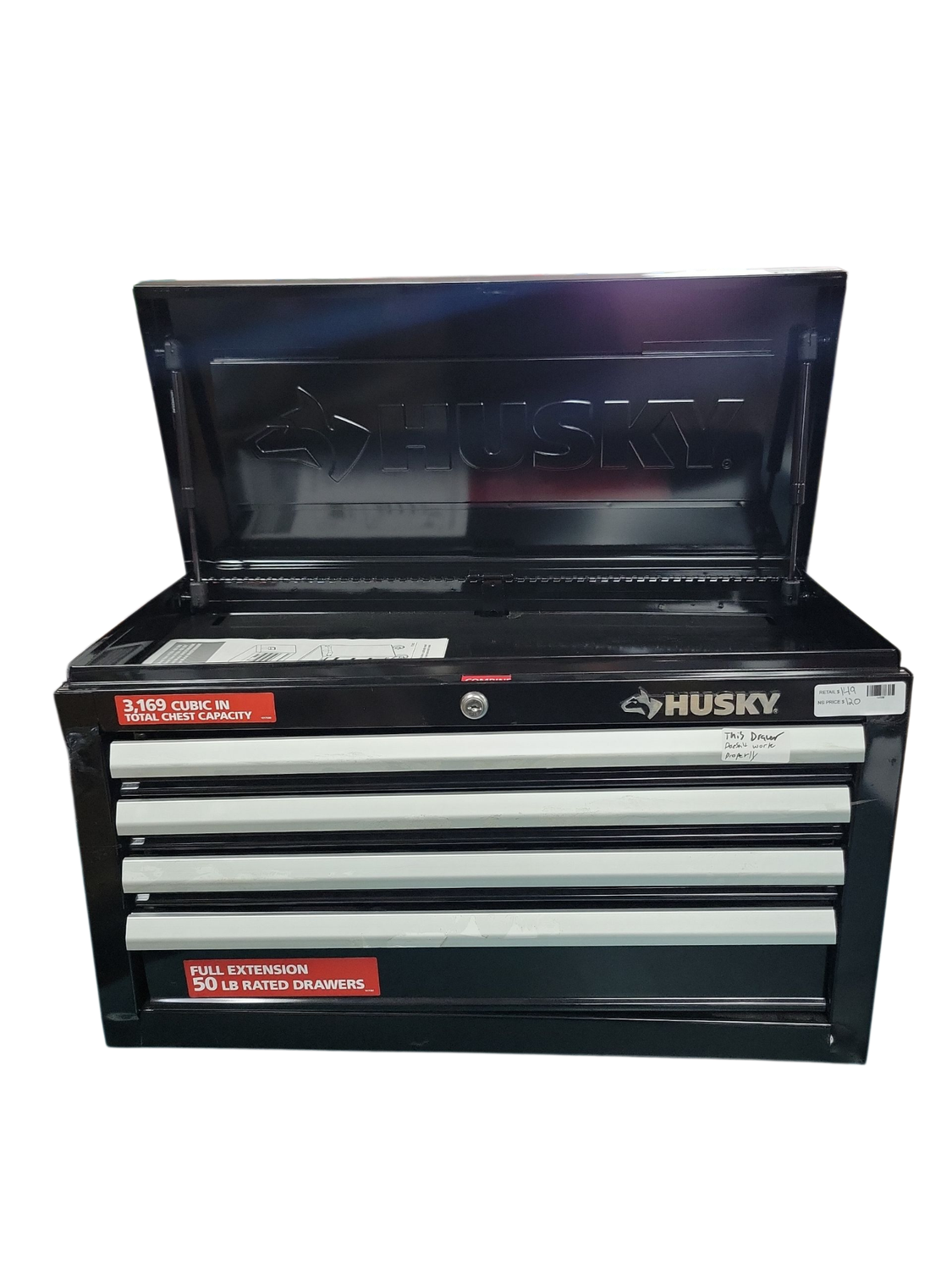 Husky 26 in. W x 12 in. D Standard Duty 4-Drawer Top Tool Chest in Gloss Black HKST98065BK
